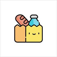 A box with a sausage and a bottle of water vector