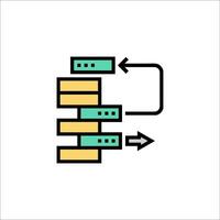 A stack of blocks with a green arrow pointing to the left vector