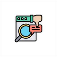 A hand holding a magnifying glass and pointing to a washing machine vector