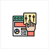 A hand is touching a computer screen with a keyboard vector