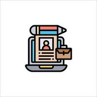 A computer with a person sitting on it and a pencil vector