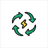 A green arrow with a lightning bolt in the middle vector