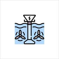 A line icon of a wind turbine in the water vector