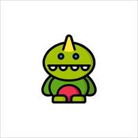 A green dinosaur with a red nose and a blue tongue vector