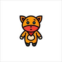 A cartoon fox with a red bandana on its head vector