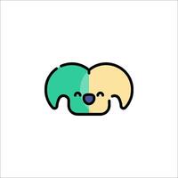 A dog with a green and yellow face vector