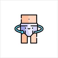 A cartoon diaper with a baby in it vector