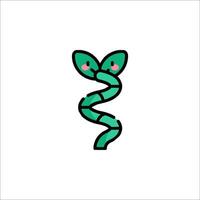 A snake with a green leaf on it vector