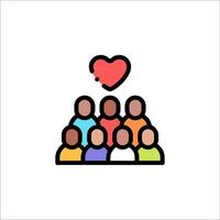 People in a circle with a heart icon vector