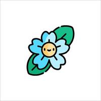 A cute flower with a smiley face on it vector