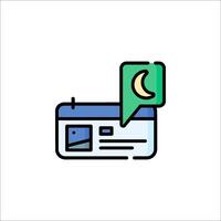 A newspaper with a moon and a clock icon vector