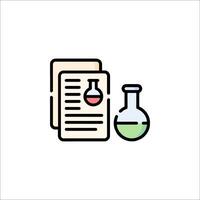 A chemical flask and a document with a test tube vector