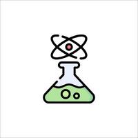 A science lab flask with an atom on top vector