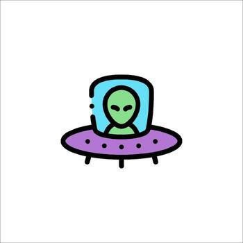 Alien spaceship icon in line style vector