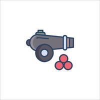 A cannon with red balls on it vector