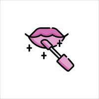 Lipstick icon with a brush and lipstick vector