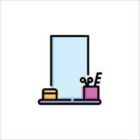 A line icon of a window with a sign that says 99 vector