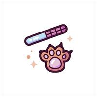 A cartoon paw with a thermometer and a stick vector