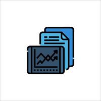 A tablet with a graph on it and a document vector
