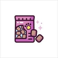 A bag of dog food with a paw print on it vector