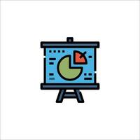 A presentation board with a pie chart on it vector