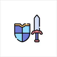 A sword and shield icon on a white background vector