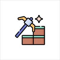 A hammer and brick icon on a white background vector