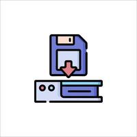 A floppy disk is being loaded onto a computer vector