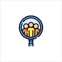 People in a magnifying glass icon vector