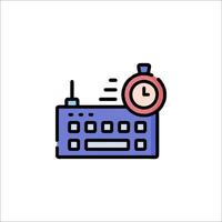 Radio icon with clock and radio on white background vector