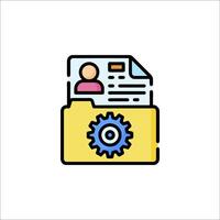 A folder with a person inside and a gear wheel vector