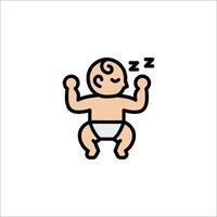 A baby sleeping in a diaper with a smile vector