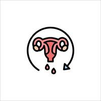 A woman's uterus in a circle with a drop of blood vector