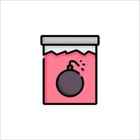 A pink container with a bomb icon vector