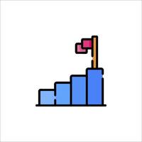 A bar chart with a flag on top vector
