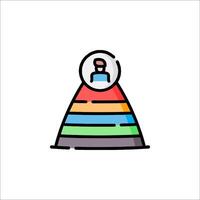 A man in a rainbow colored hat is standing on top of a rainbow colored pyramid vector