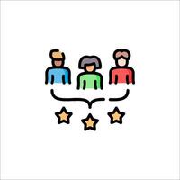 People in a line with stars on top of them vector