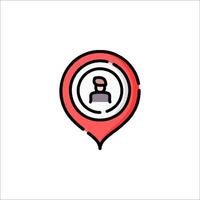 A location pin icon with a person in the center vector