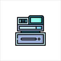 A computer and a printer icon on a white background vector