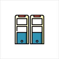 Two blue and red buses on a white background vector