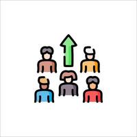 People with an arrow pointing up and a group of people vector