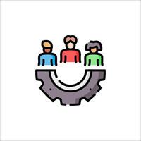 People in a circle with gears and gears in the middle vector