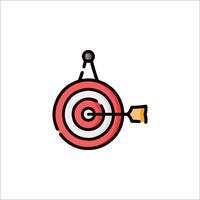 A red and yellow dart with an arrow in the center of it vector