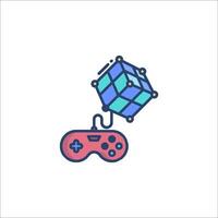 A game controller and a cube with a cube vector