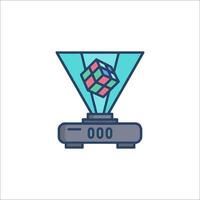 A cube on top of a machine with a rubik's cube inside vector
