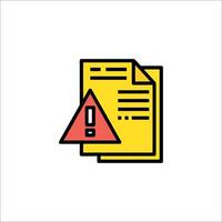 A yellow and red document with a red warning sign vector