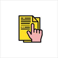 Hand pointing to a document icon illustration vector