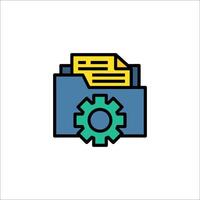 A folder with a gear and a document inside vector