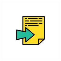 A yellow document with an arrow pointing to it vector