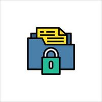 File folder icon with padlock and documents vector